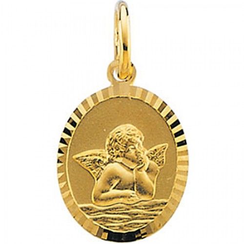 14k Yellow Gold Angel Pendant Medal - 14.00x12.00 Mm