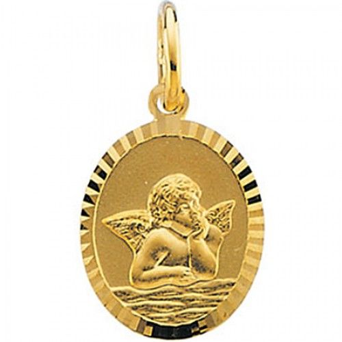 14k Yellow Gold Angel Pendant Medal - 11.00x09.00 Mm