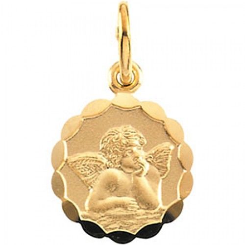 14k Yellow Gold Angel Pendant Medal - New 08.00 Mm