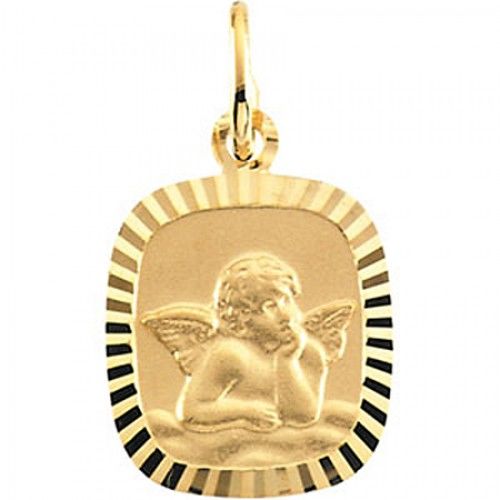 14k Yellow Gold Angel Pendant Medal - 12.00 X 11.00 Mm