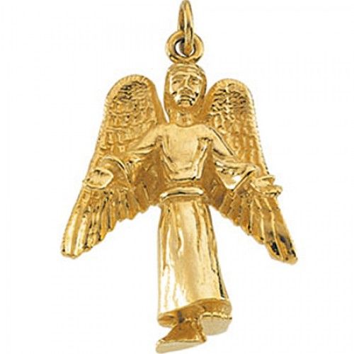 14k Yellow Gold Angel Pendant Medal - 19.50x16.50 Mm