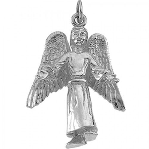 Sterling Silver Angel Pendant Medal - 19.50x16.50 Mm