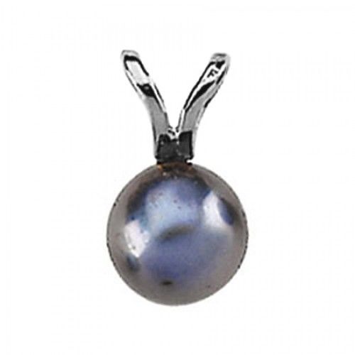 Akoya Black Pearl Pendant - 7 Mm 14k White Gold New
