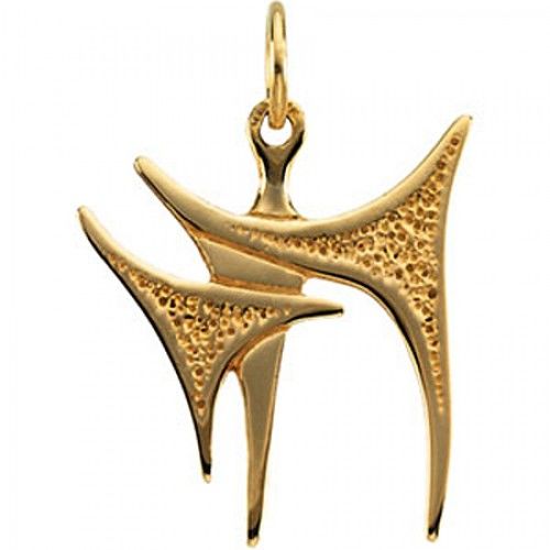 Jewish Solitaire Chai Pendant Dangle in 14k Gold - 20mm