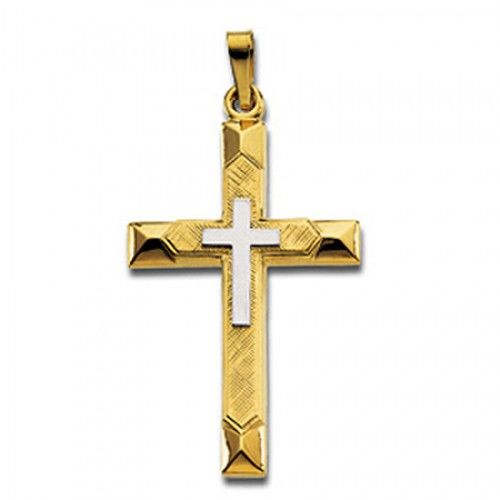 Cross Pendant in 14k Gold - 29mm - Christian Solitaire