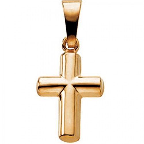 Cross Pendant in 14k Gold - 16mm - Christian Solitaire
