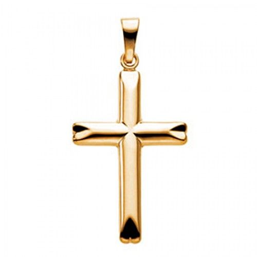 14k Yellow Gold Christian Cross Pendant - 25mm