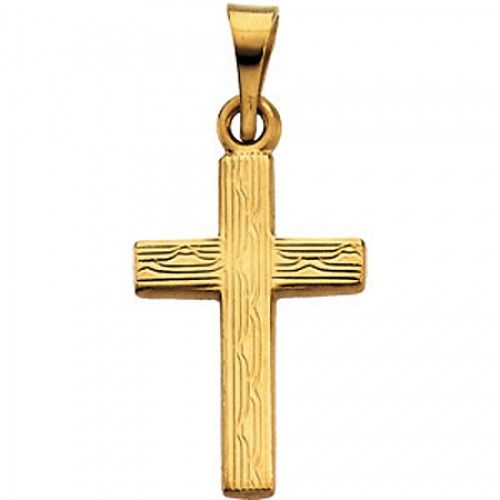 Cross Pendant in 14k Gold - 19mm - Christian Solitaire