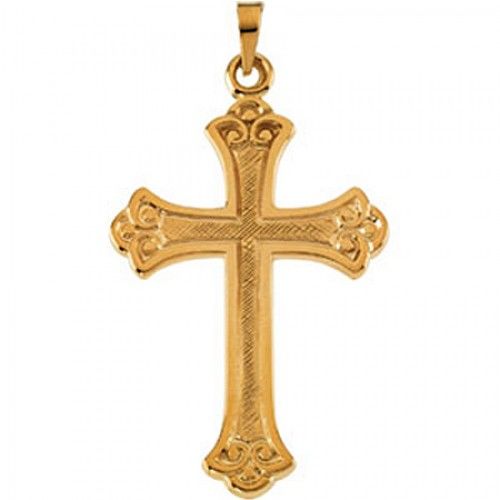 Cross Pendant in 14k Gold - 33mm - Christian Solitaire