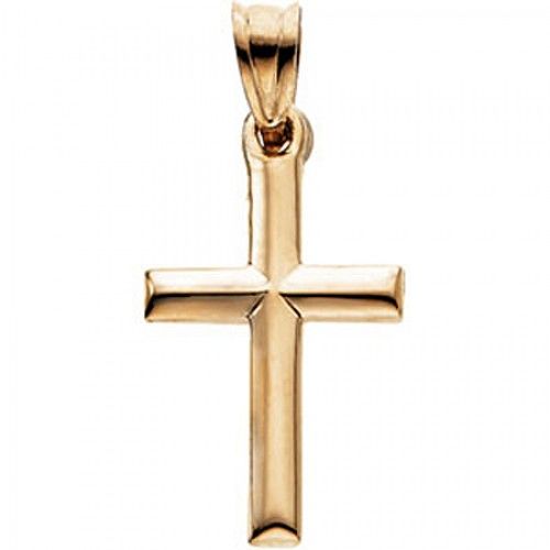 Cross Pendant in 14k Gold - 26mm - Christian Solitaire