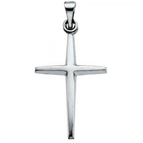 14k White Gold Christian Cross Pendant - 21mm New