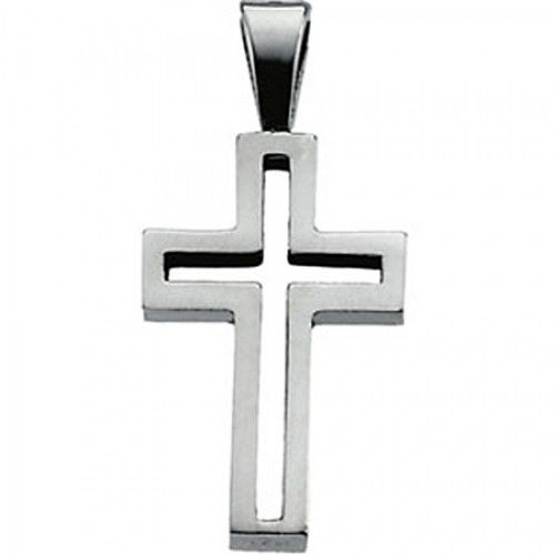 14k White Gold Christian Cross Pendant - 13mm New