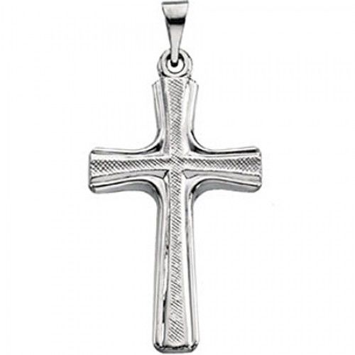14k White Gold Christian Cross Pendant - 23mm New
