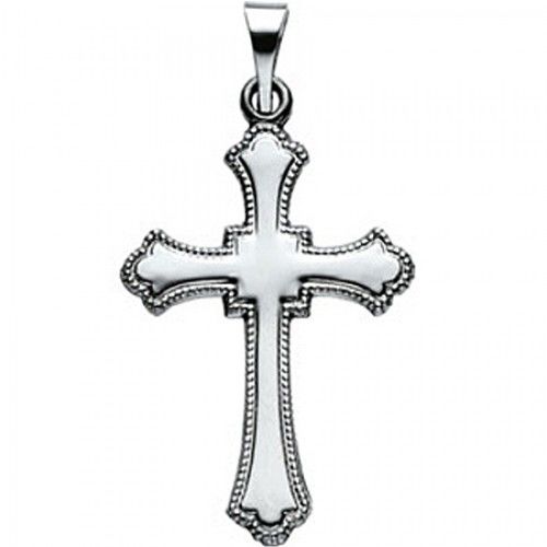 14k White Gold Divine Christian Cross Pendant - 21mm New