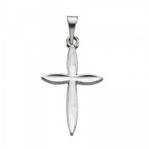 14k White Gold Christian Cross Pendant - 18mm New