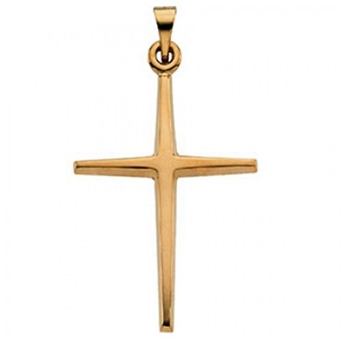 14k Yellow Gold Christian Cross Pendant - 25mm New
