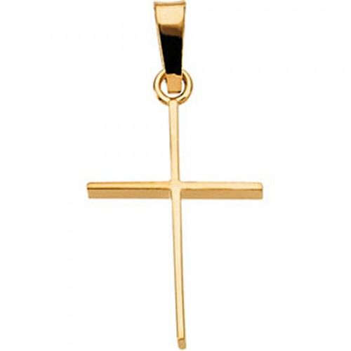 14k Yellow Gold Christian Cross Pendant - 17mm New