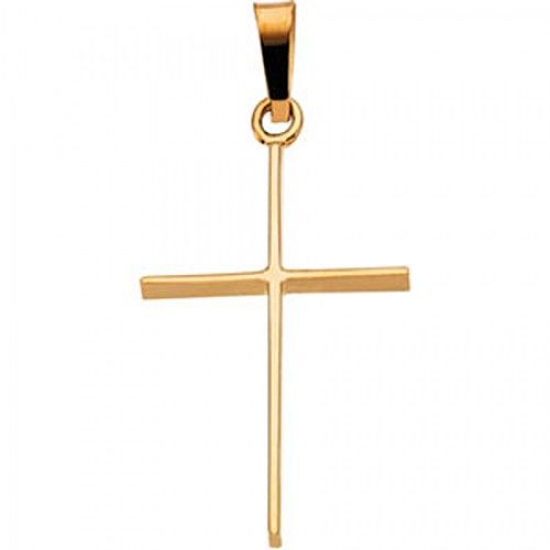 14k Yellow Gold Holy Christian Cross Pendant - 21mm New