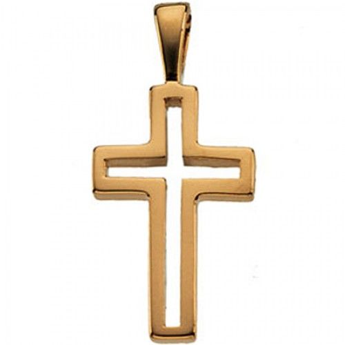 14k Yellow Gold Christian Cross Pendant - 13mm New