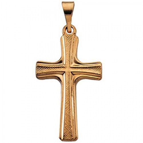 14k Yellow Gold Humble Christian Cross Pendant - 20mm New