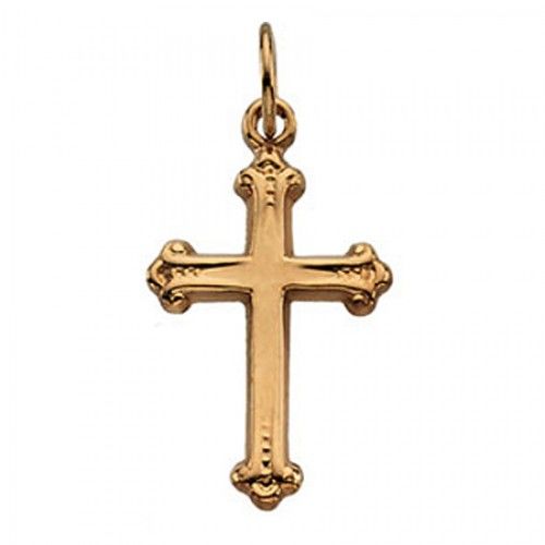 14k Yellow Gold Divine Christian Cross Pendant - 15mm New