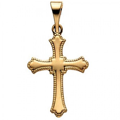 14k Yellow Gold Sacred Christian Cross Pendant - 15mm New