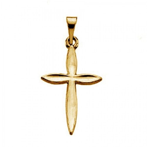 14k Yellow Gold Christian Cross Pendant - 18mm New