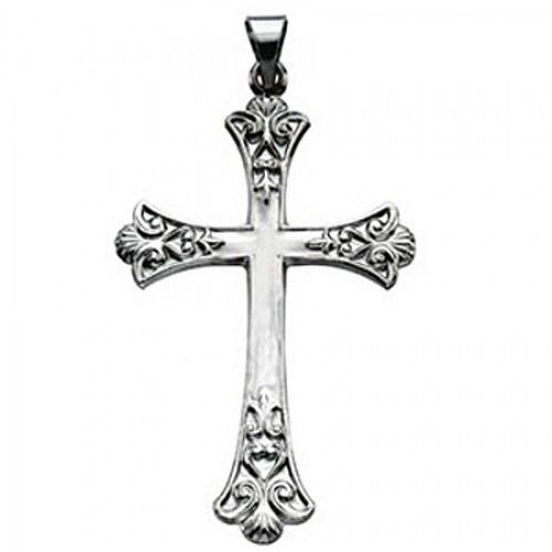 Platinum Christian Cross Pendant - 38mm New