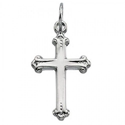 Graceful Platinum Christian Cross Pendant - 15mm New