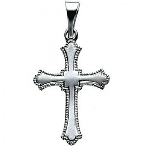 Platinum Christian Cross Pendant - 15mm New