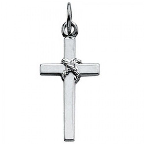 Platinum Christian Cross Pendant - 16mm New