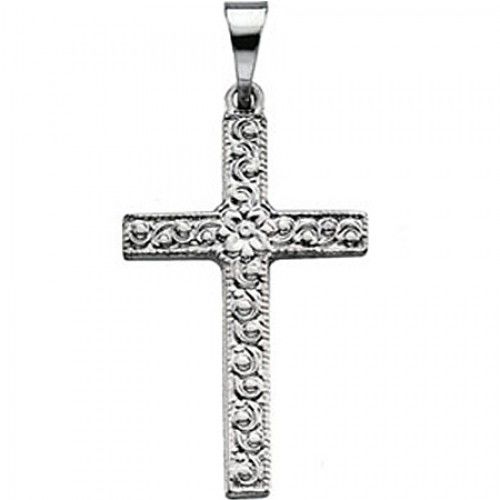 Platinum Christian Cross Pendant - 20mm New