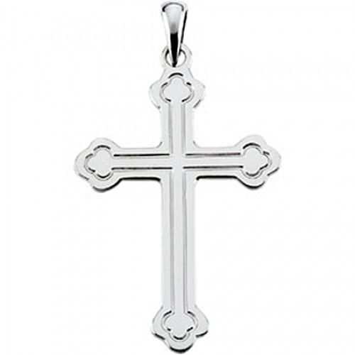 Graceful Cross Pendant - 32mm - White Gold - Christian
