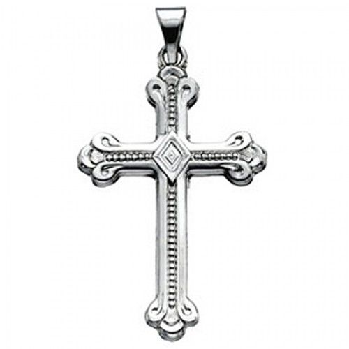 Humble Cross Pendant - 32mm - White Gold - Christian