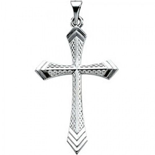 Holy Cross Pendant - 32mm - White Gold - Christian