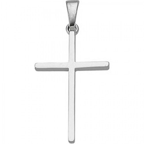 Sacred Cross Pendant - 22mm - White Gold - Christian