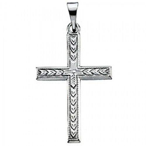 Righteous Cross Pendant - 22mm - White Gold - Christian