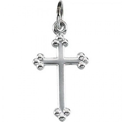 Spiritual Cross Pendant - 14mm - White Gold - Christian