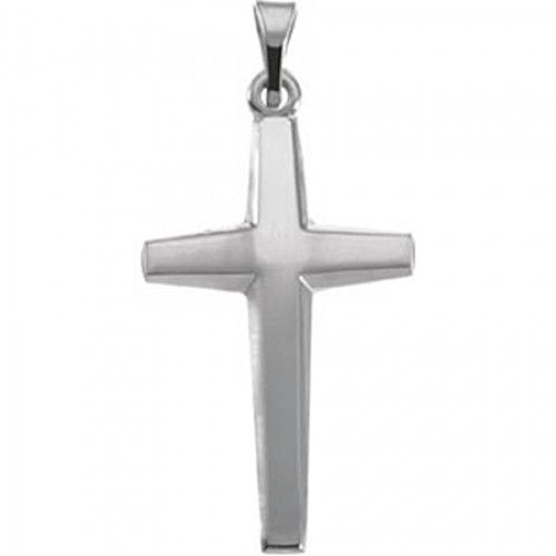 Prayerful Cross Pendant - 23mm - White Gold - Christian