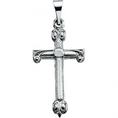 Religious Cross Pendant - 20mm - White Gold - Christian