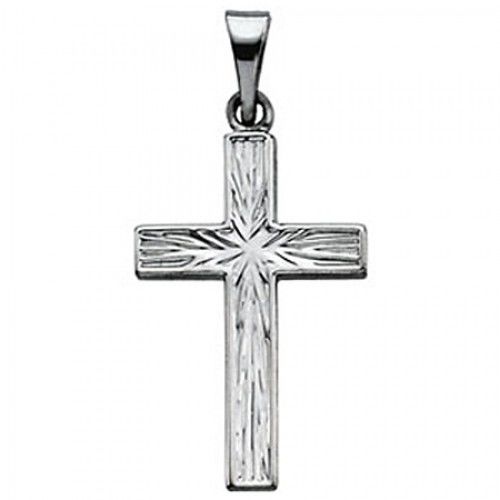 Humble Cross Pendant - 18mm - White Gold - Christian