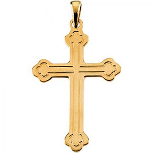 Divine Cross Pendant - 32mm - Yellow Gold - Christian
