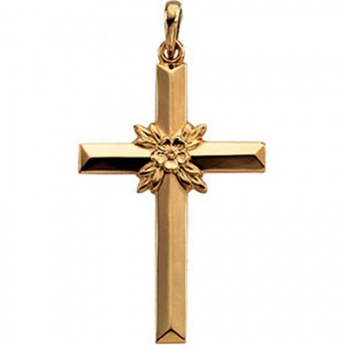 Sacred Cross Pendant - 29mm - Yellow Gold - Christian
