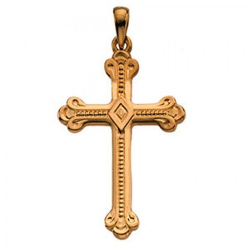 Righteous Cross Pendant 32mm - Yellow Gold - Christian