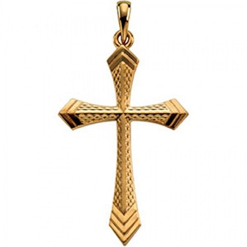Spiritual Cross Pendant 32mm - Yellow Gold - Christian