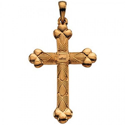 Prayerful Cross Pendant 32mm - Yellow Gold - Christian