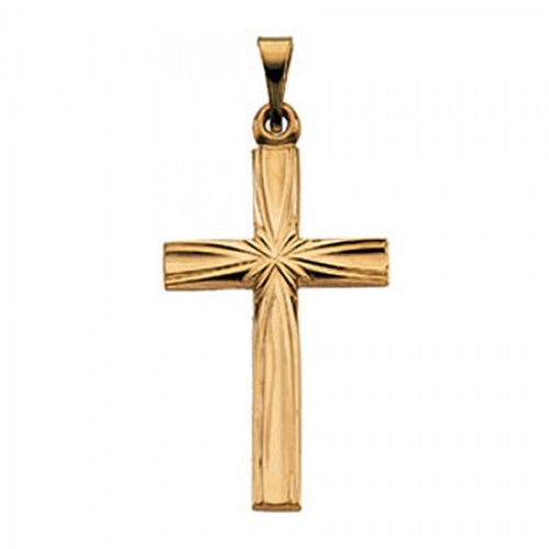 Graceful Cross Pendant - 22mm - Yellow Gold - Christian