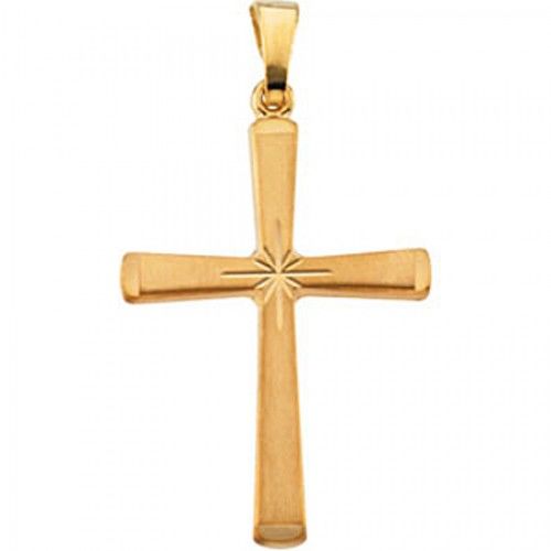 Religious Cross Pendant 24mm - Yellow Gold - Christian