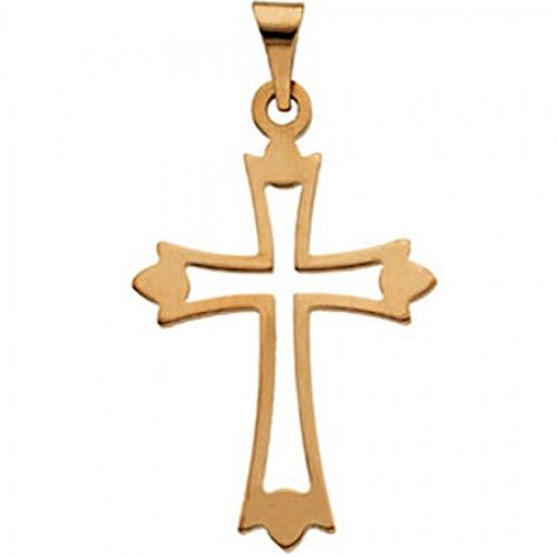 Humble Cross Pendant - 24mm - Yellow Gold - Christian