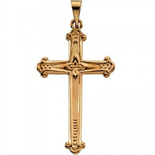 Devout Cross Pendant - 25mm - Yellow Gold - Christian